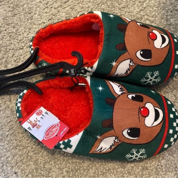 Rudolph The Red Nosed Reindeer Plush Slippers NEW Sz 7 8 9 10 - Picture 5 of 9